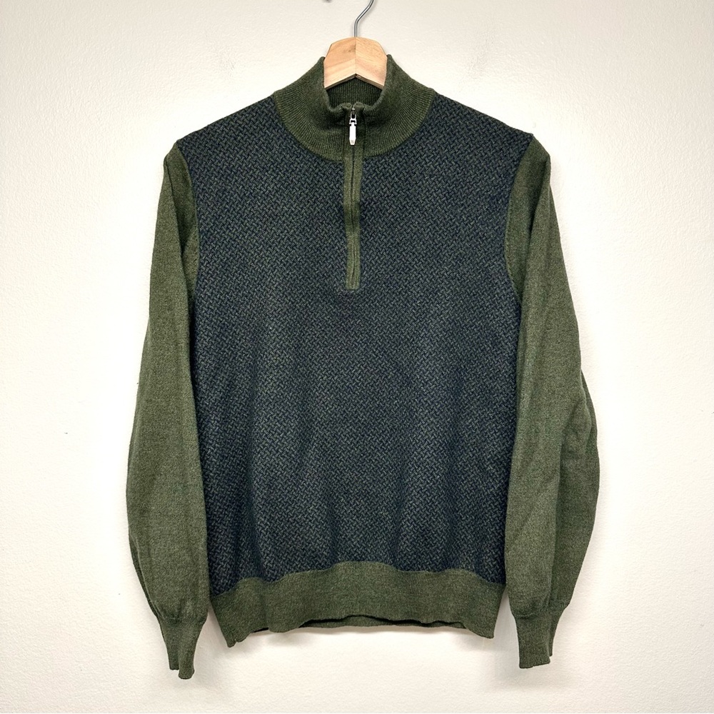 Alan Flusser 1/4 Zip Mens Merino Wool Sweater Size L